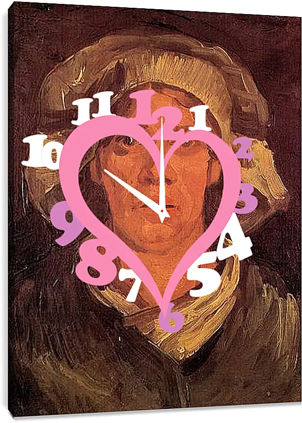 Часы картина - Head of a Peasant Woman with White Cap 6. Винсент Ван Гог