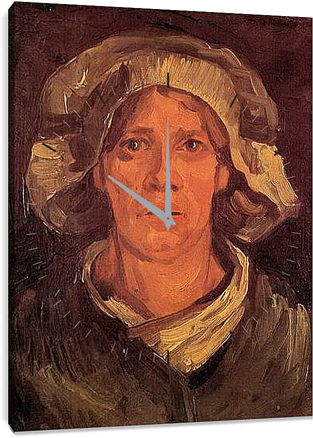 Часы картина - Head of a Peasant Woman with White Cap 6. Винсент Ван Гог