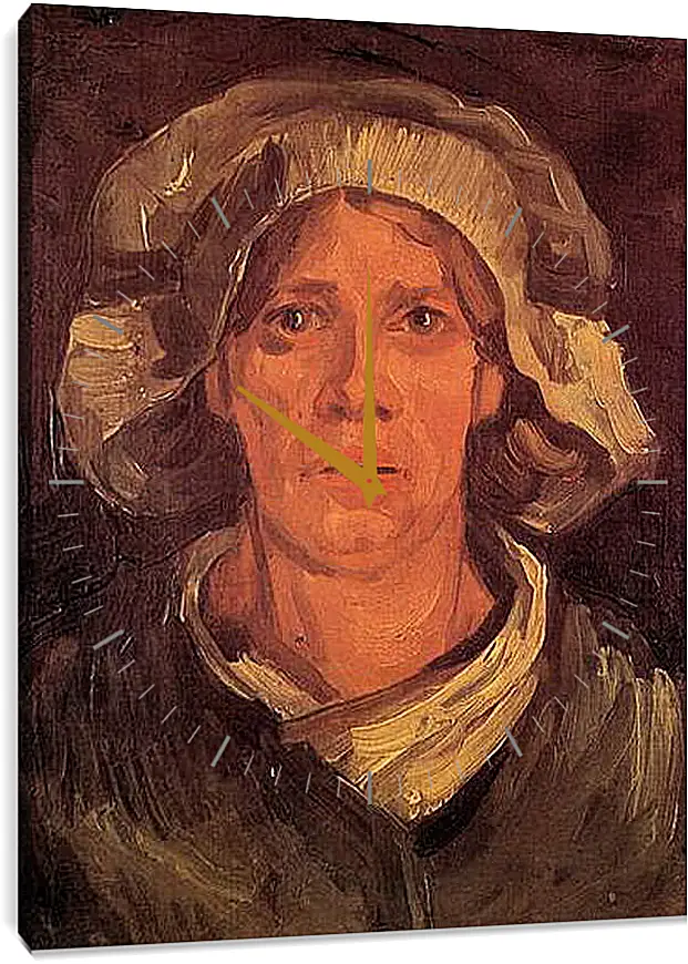 Часы картина - Head of a Peasant Woman with White Cap 6. Винсент Ван Гог