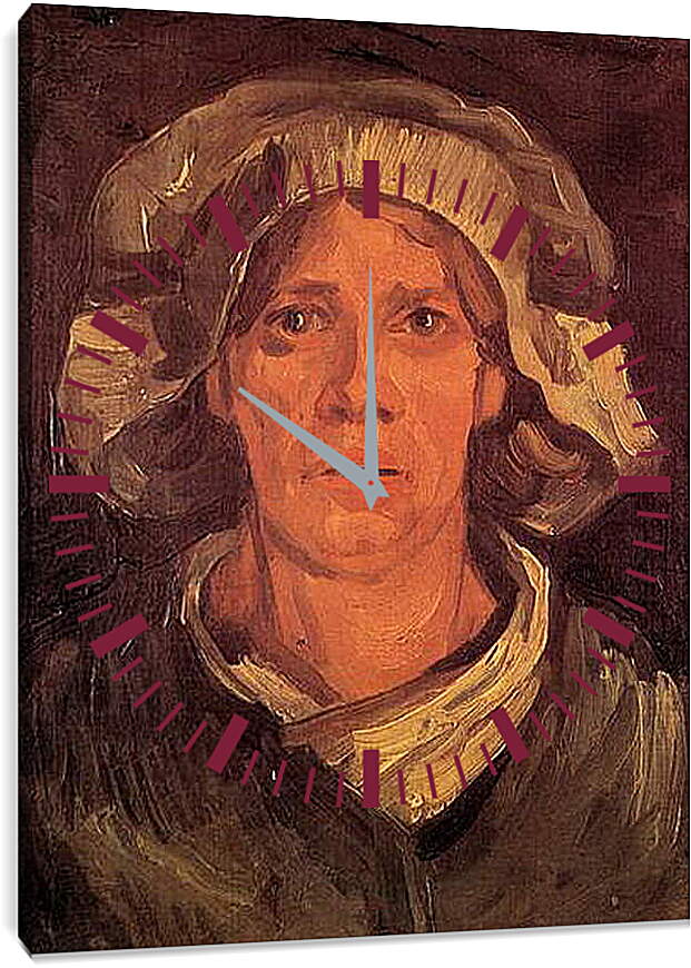 Часы картина - Head of a Peasant Woman with White Cap 6. Винсент Ван Гог