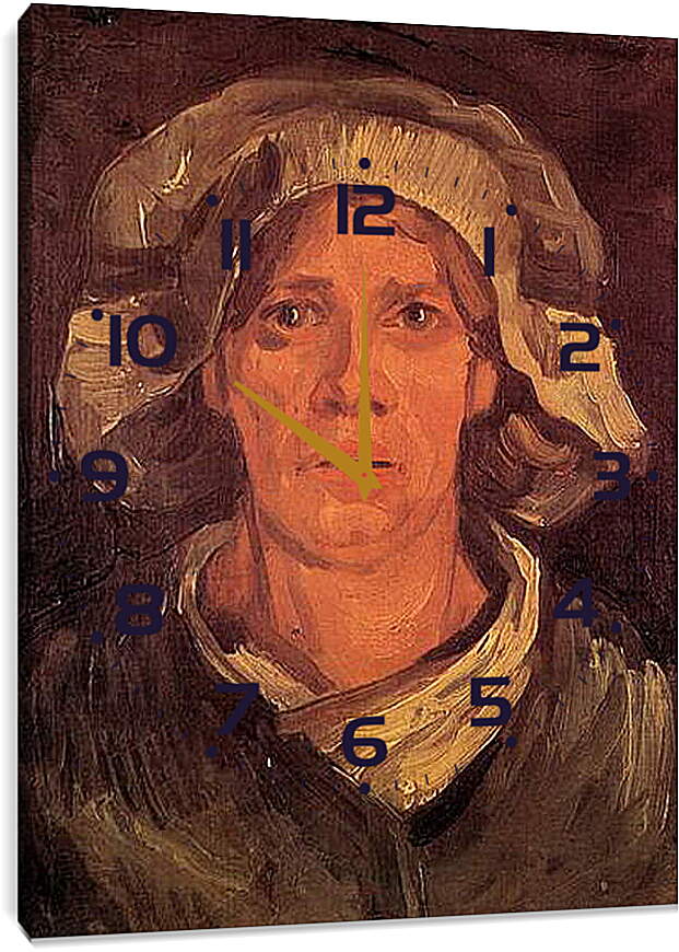 Часы картина - Head of a Peasant Woman with White Cap 6. Винсент Ван Гог