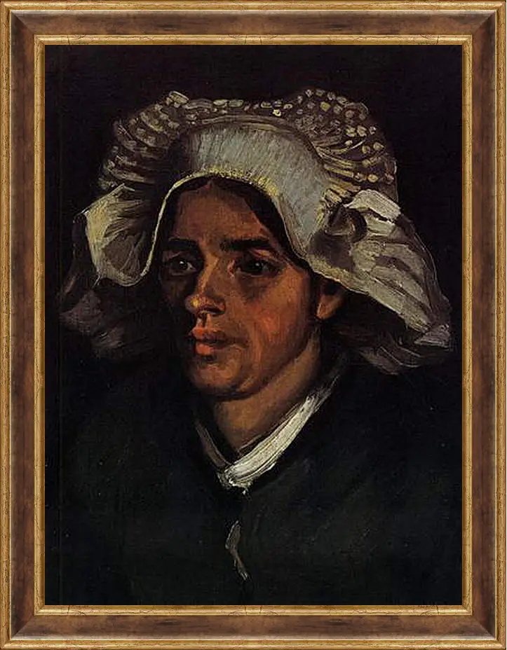 Картина в раме - Head of a Peasant Woman with White Cap 2. Винсент Ван Гог