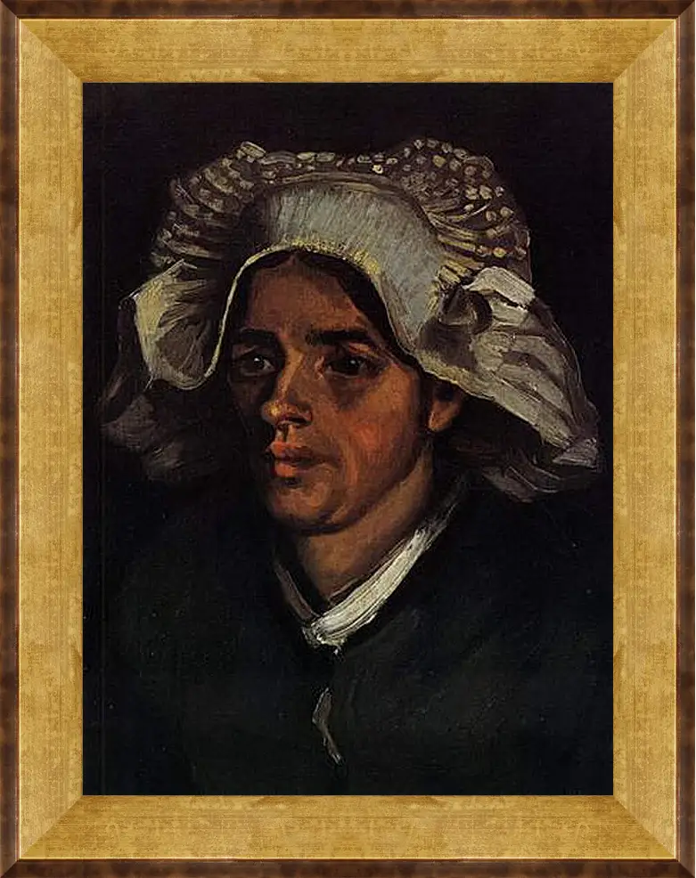 Картина в раме - Head of a Peasant Woman with White Cap 2. Винсент Ван Гог