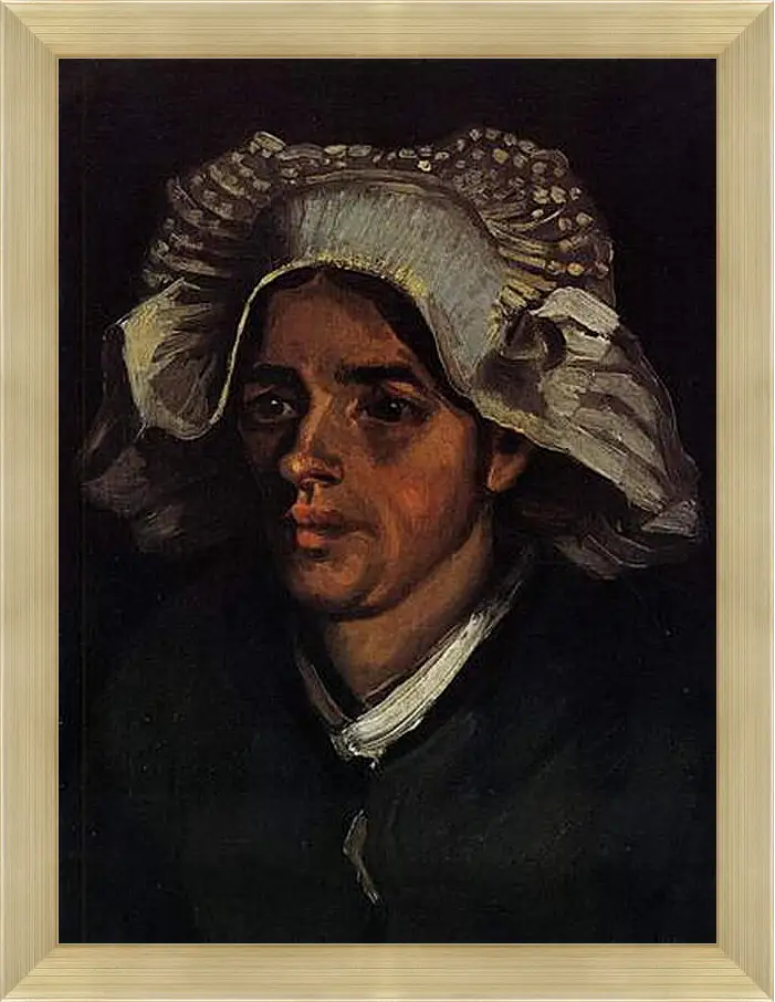 Картина в раме - Head of a Peasant Woman with White Cap 2. Винсент Ван Гог