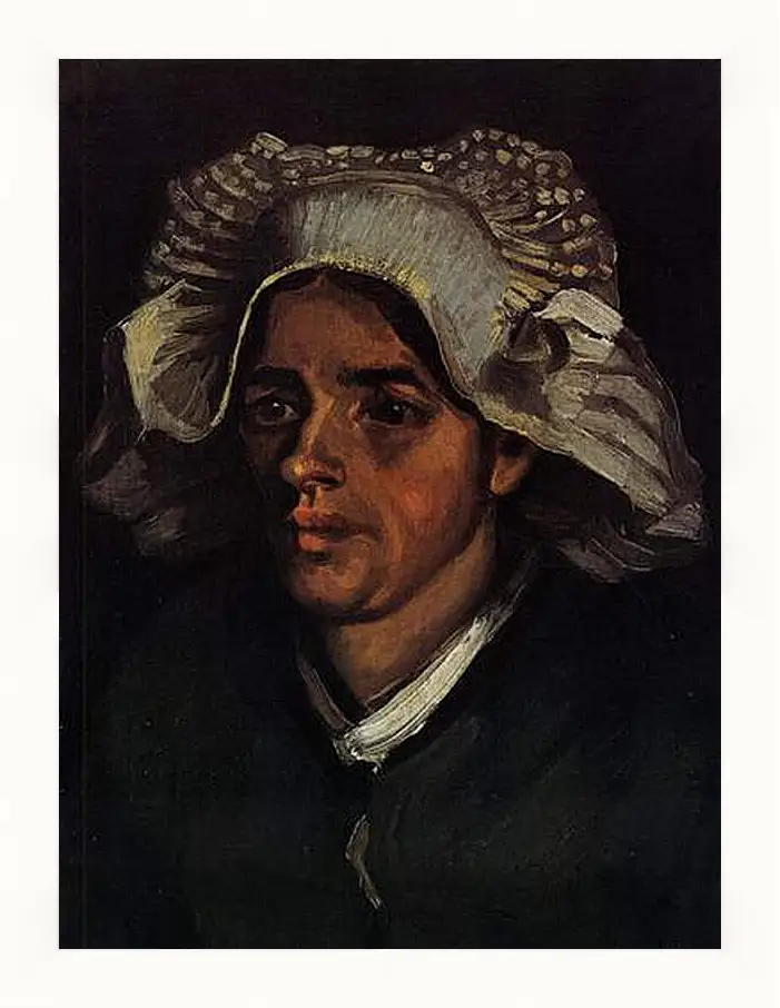 Картина в раме - Head of a Peasant Woman with White Cap 2. Винсент Ван Гог