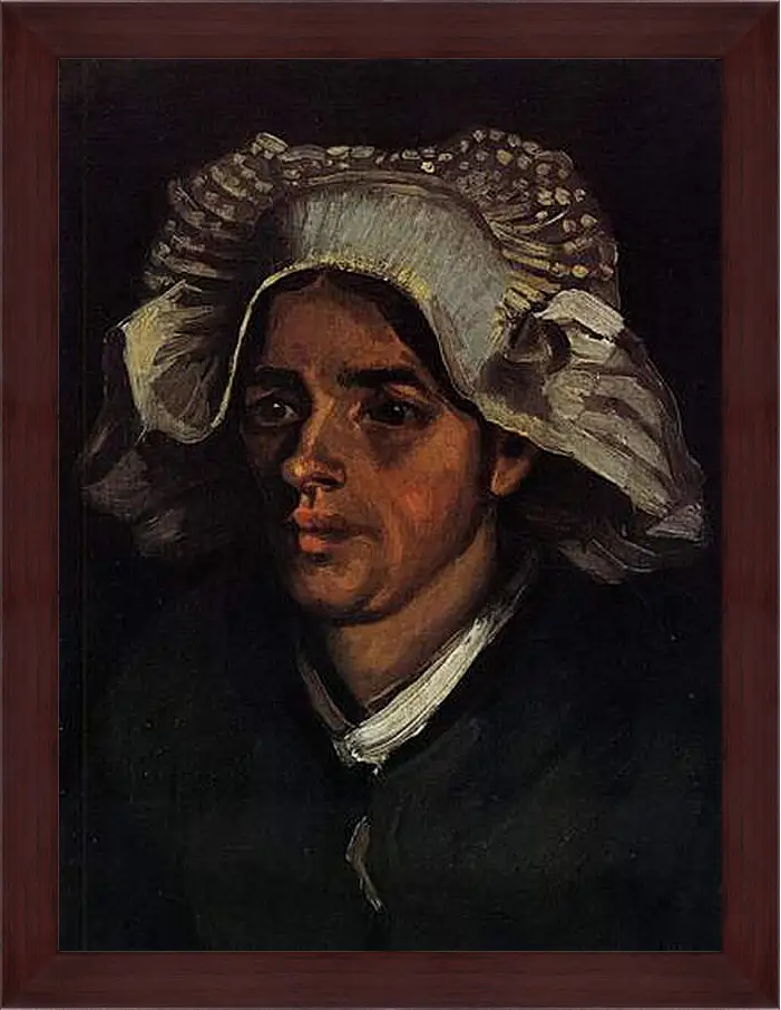 Картина в раме - Head of a Peasant Woman with White Cap 2. Винсент Ван Гог