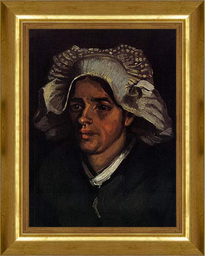 Картина в раме - Head of a Peasant Woman with White Cap 2. Винсент Ван Гог