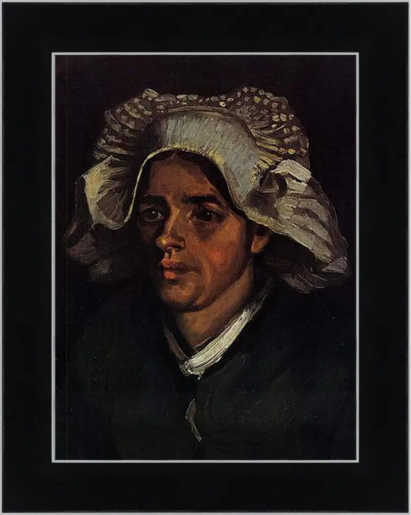 Картина в раме - Head of a Peasant Woman with White Cap 2. Винсент Ван Гог