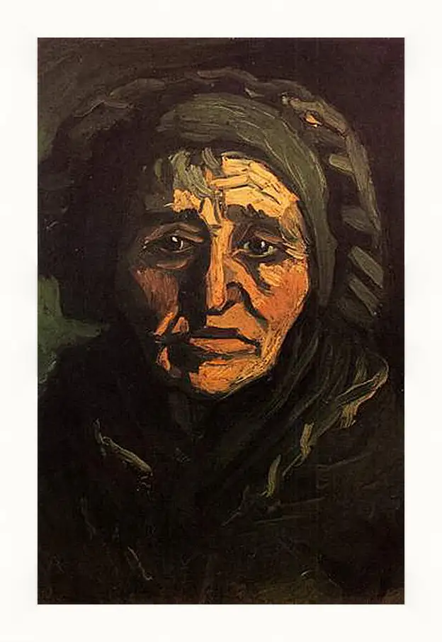 Картина в раме - Head of a Peasant Woman with Greenish Lace Cap. Винсент Ван Гог