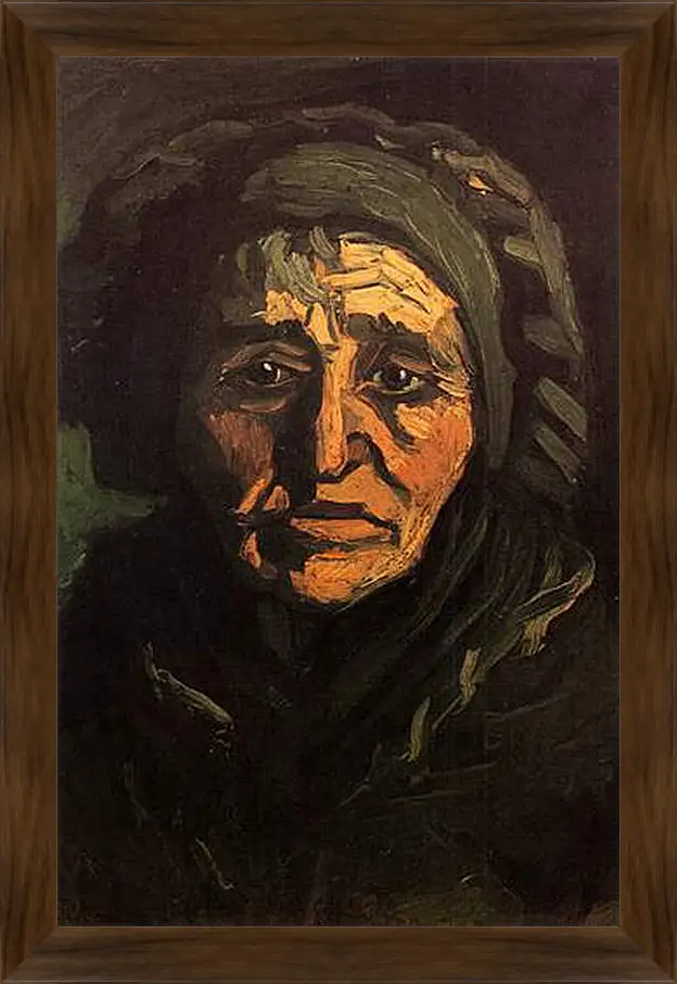 Картина в раме - Head of a Peasant Woman with Greenish Lace Cap. Винсент Ван Гог