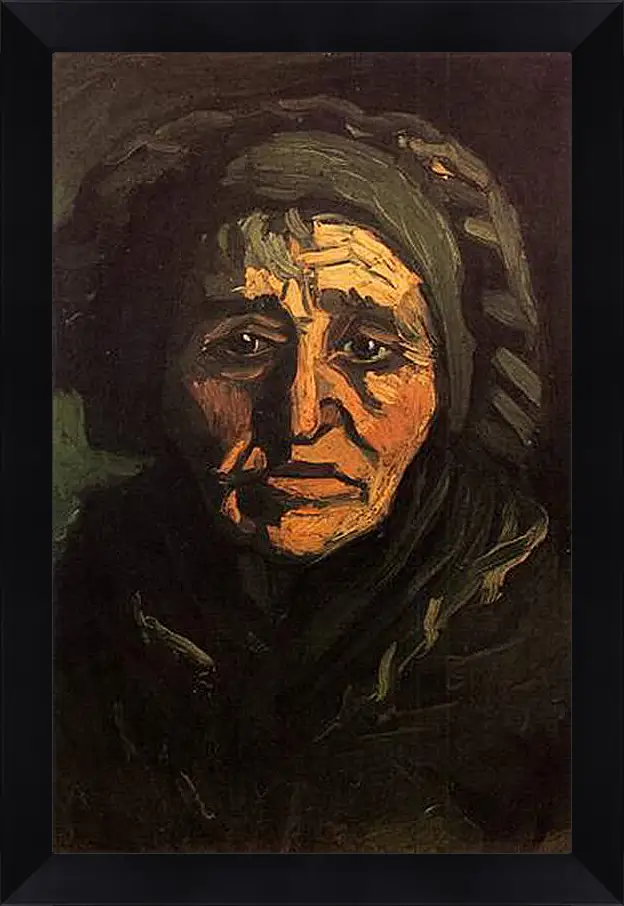 Картина в раме - Head of a Peasant Woman with Greenish Lace Cap. Винсент Ван Гог