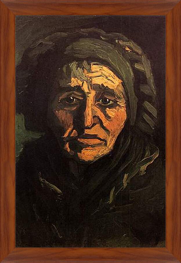 Картина в раме - Head of a Peasant Woman with Greenish Lace Cap. Винсент Ван Гог