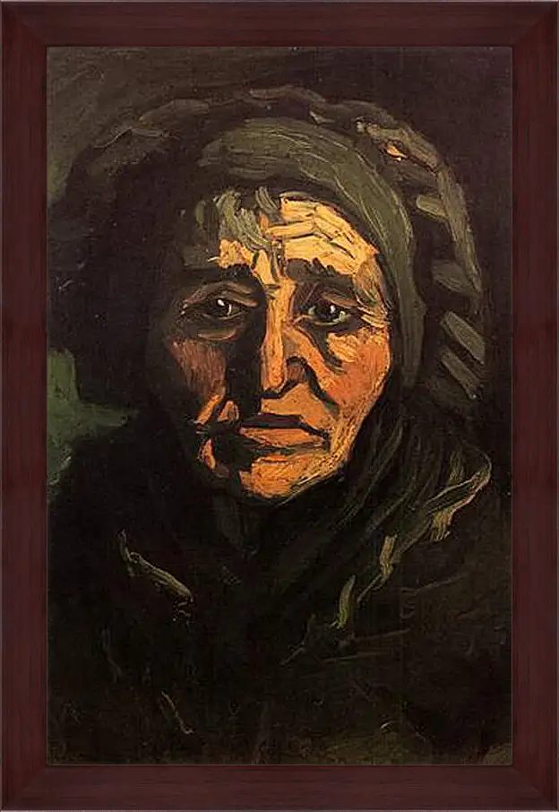 Картина в раме - Head of a Peasant Woman with Greenish Lace Cap. Винсент Ван Гог