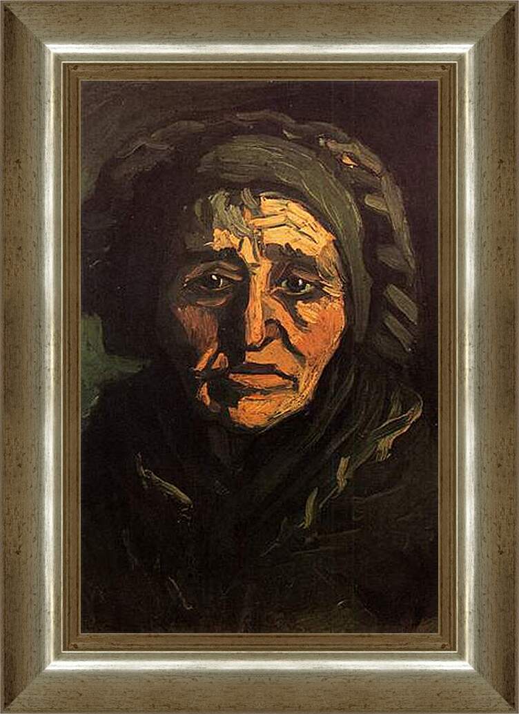 Картина в раме - Head of a Peasant Woman with Greenish Lace Cap. Винсент Ван Гог