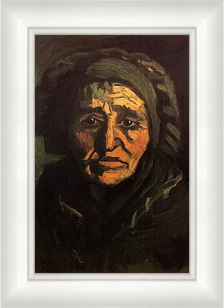 Картина в раме - Head of a Peasant Woman with Greenish Lace Cap. Винсент Ван Гог