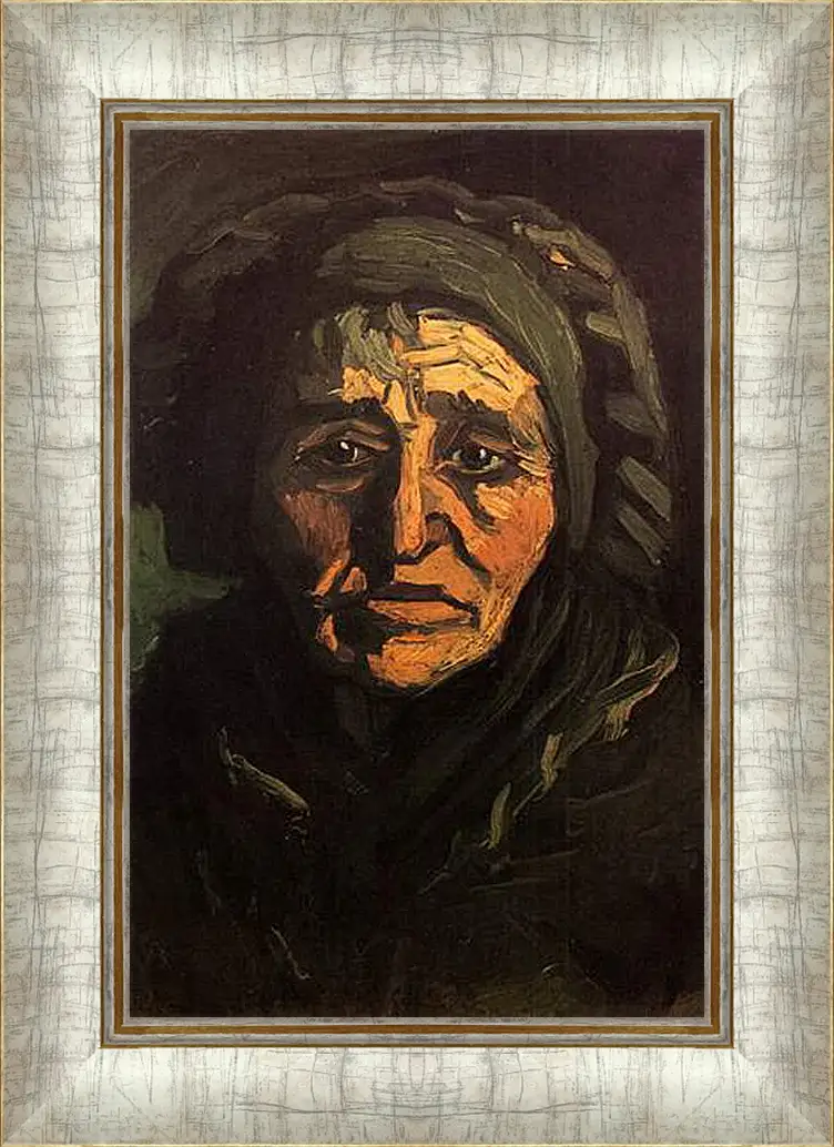 Картина в раме - Head of a Peasant Woman with Greenish Lace Cap. Винсент Ван Гог