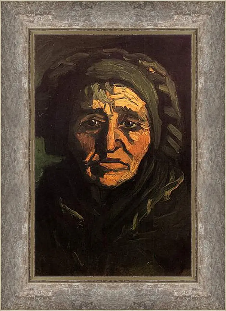 Картина в раме - Head of a Peasant Woman with Greenish Lace Cap. Винсент Ван Гог