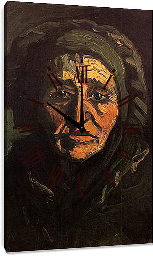 Часы картина - Head of a Peasant Woman with Greenish Lace Cap. Винсент Ван Гог