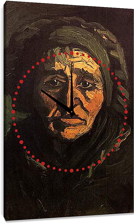 Часы картина - Head of a Peasant Woman with Greenish Lace Cap. Винсент Ван Гог