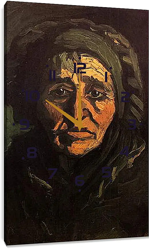 Часы картина - Head of a Peasant Woman with Greenish Lace Cap. Винсент Ван Гог