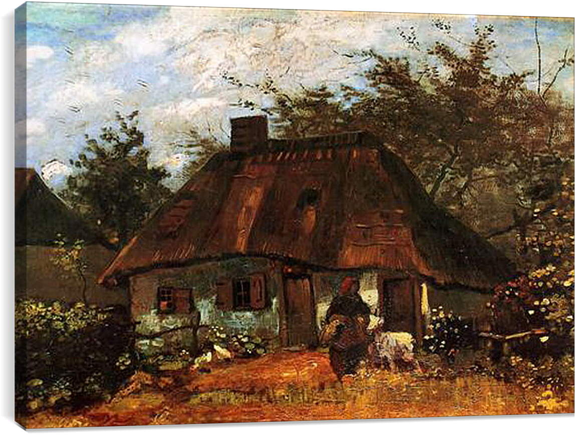 Постер и плакат - Cottage and Woman with Goat. Винсент Ван Гог