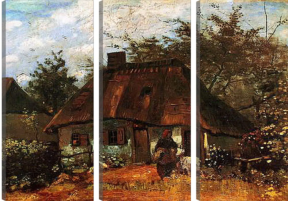 Модульная картина - Cottage and Woman with Goat. Винсент Ван Гог