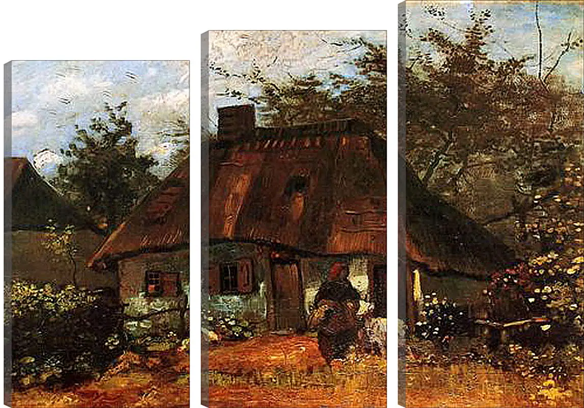 Модульная картина - Cottage and Woman with Goat. Винсент Ван Гог