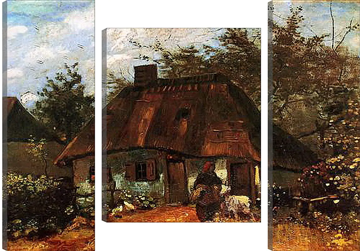 Модульная картина - Cottage and Woman with Goat. Винсент Ван Гог