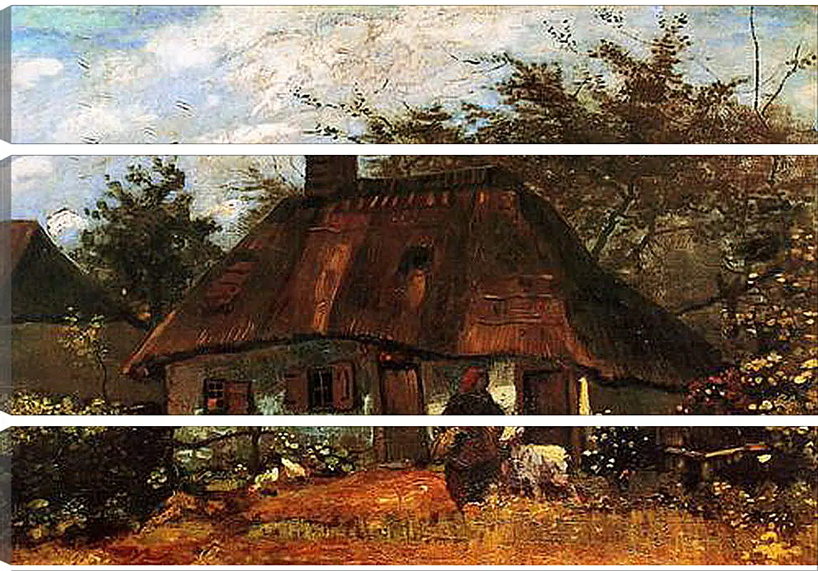 Модульная картина - Cottage and Woman with Goat. Винсент Ван Гог