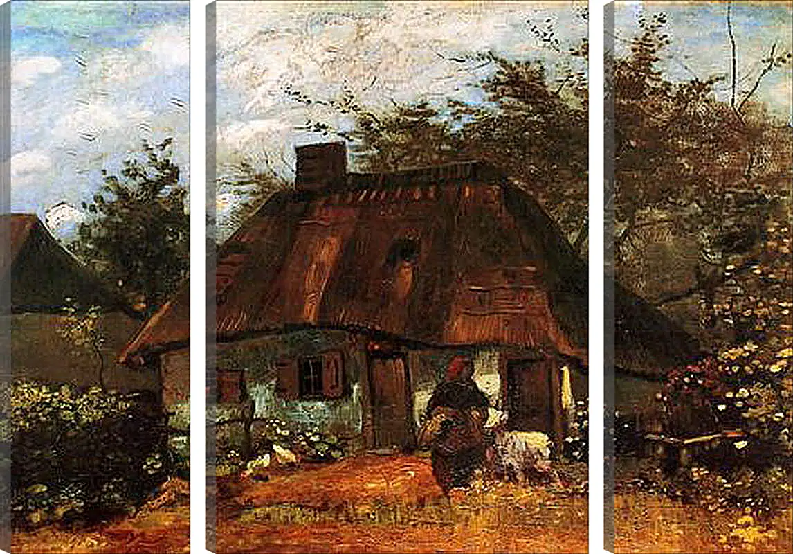 Модульная картина - Cottage and Woman with Goat. Винсент Ван Гог