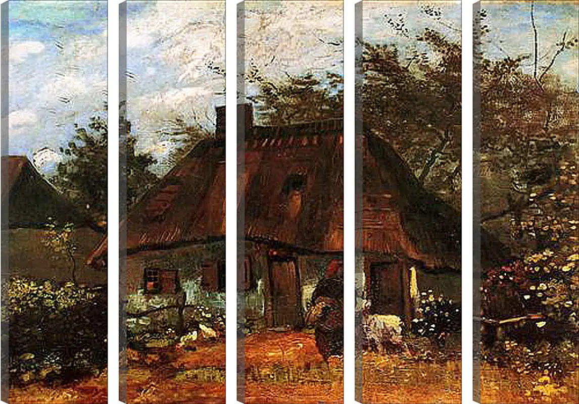 Модульная картина - Cottage and Woman with Goat. Винсент Ван Гог