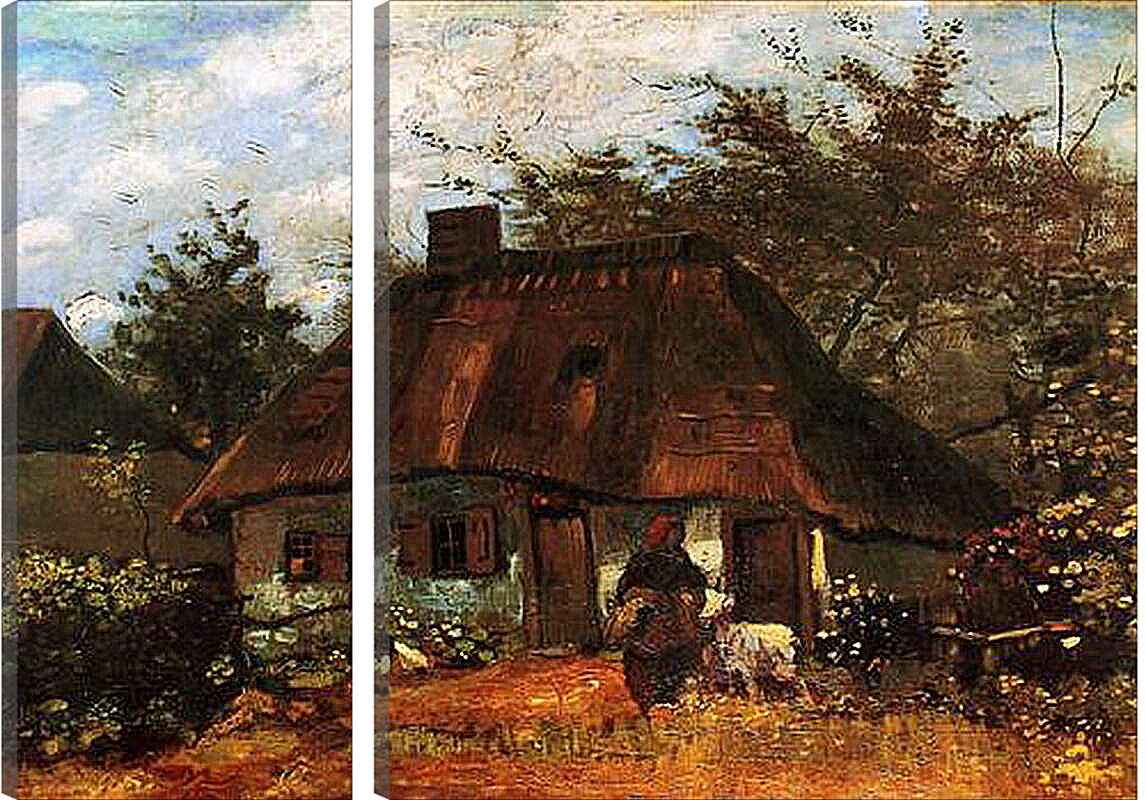 Модульная картина - Cottage and Woman with Goat. Винсент Ван Гог