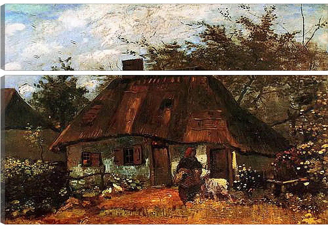 Модульная картина - Cottage and Woman with Goat. Винсент Ван Гог