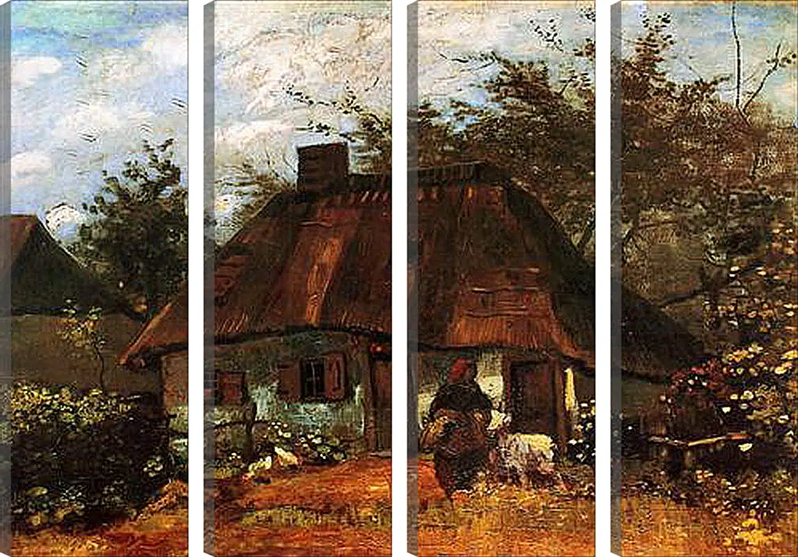 Модульная картина - Cottage and Woman with Goat. Винсент Ван Гог