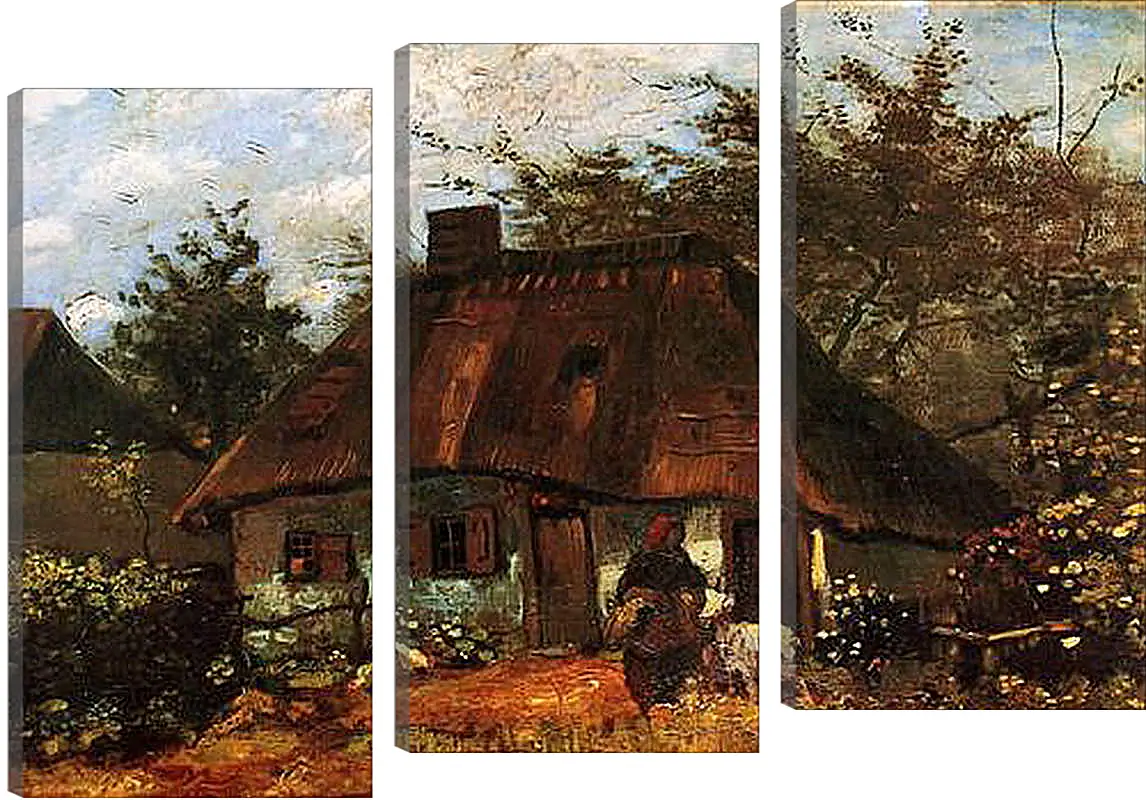 Модульная картина - Cottage and Woman with Goat. Винсент Ван Гог