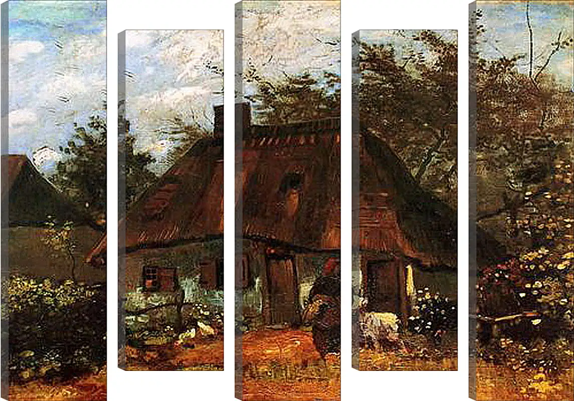 Модульная картина - Cottage and Woman with Goat. Винсент Ван Гог