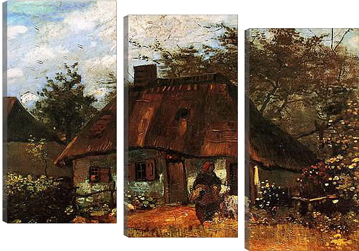 Модульная картина - Cottage and Woman with Goat. Винсент Ван Гог