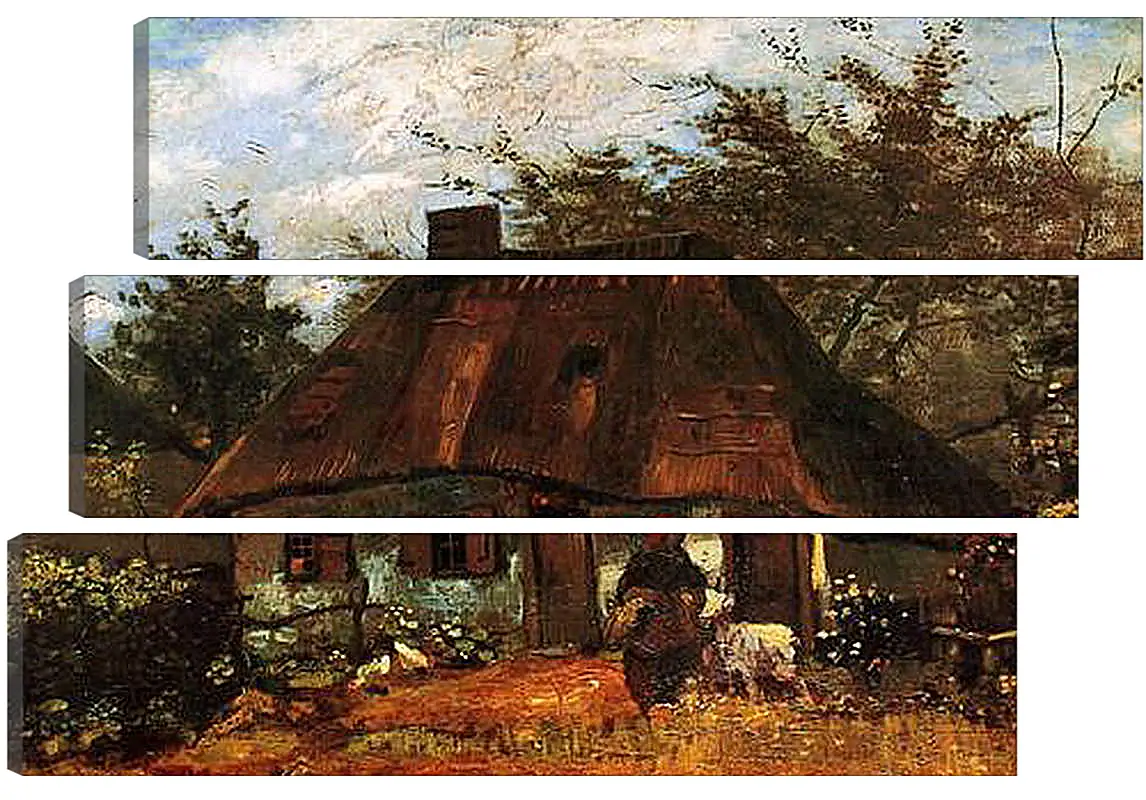 Модульная картина - Cottage and Woman with Goat. Винсент Ван Гог