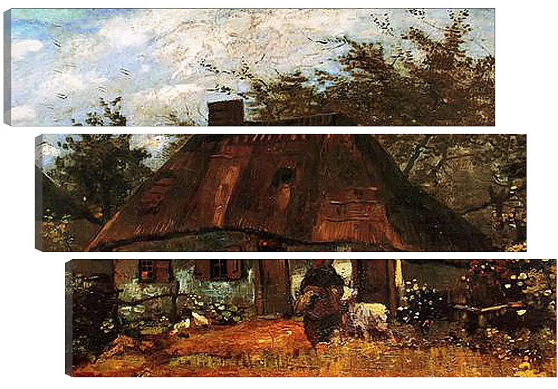 Модульная картина - Cottage and Woman with Goat. Винсент Ван Гог