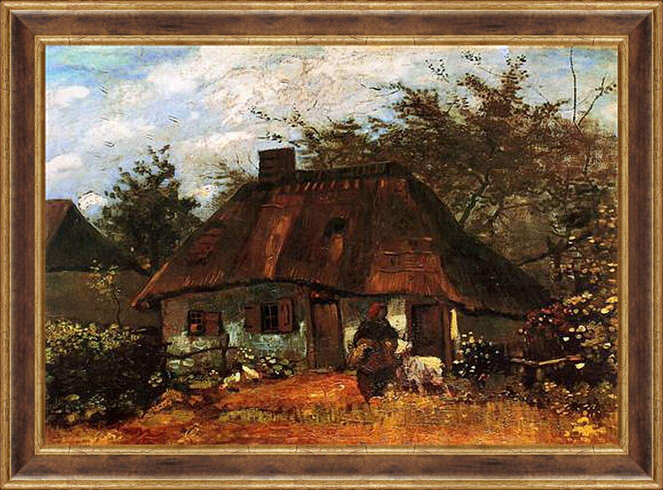 Картина в раме - Cottage and Woman with Goat. Винсент Ван Гог