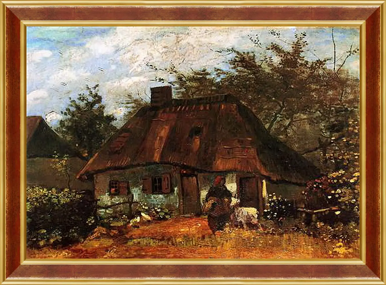 Картина в раме - Cottage and Woman with Goat. Винсент Ван Гог