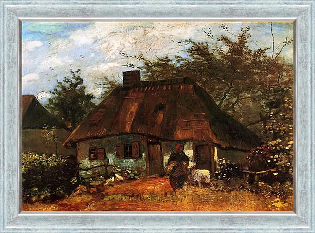 Картина в раме - Cottage and Woman with Goat. Винсент Ван Гог