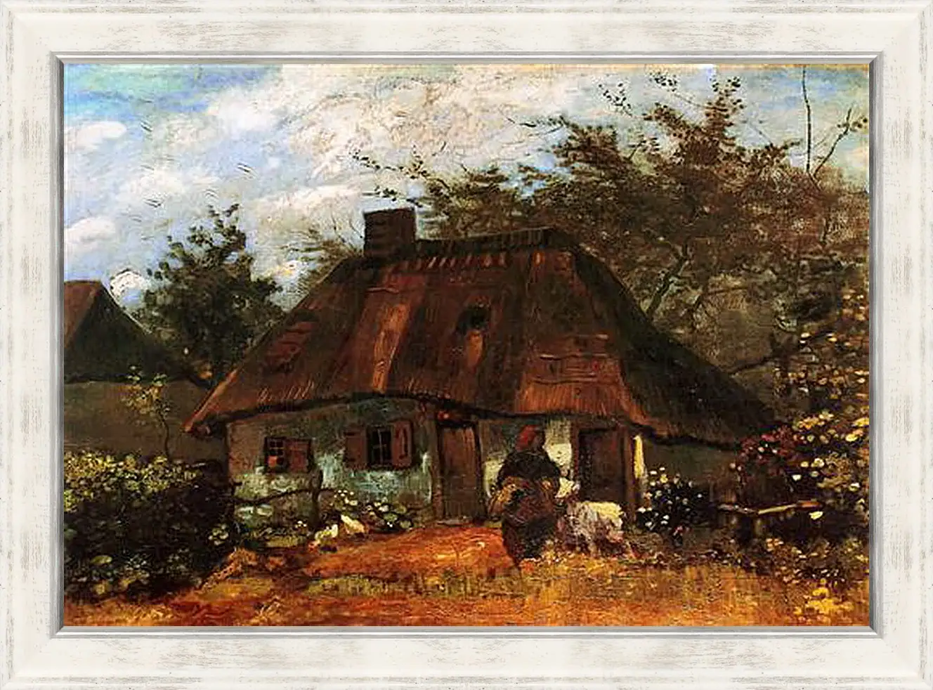 Картина в раме - Cottage and Woman with Goat. Винсент Ван Гог