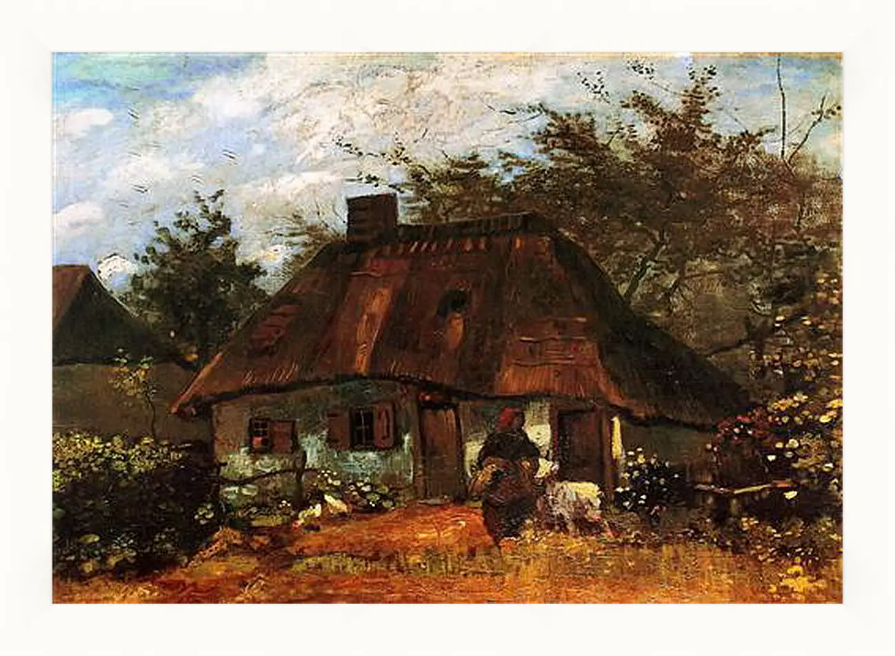 Картина в раме - Cottage and Woman with Goat. Винсент Ван Гог