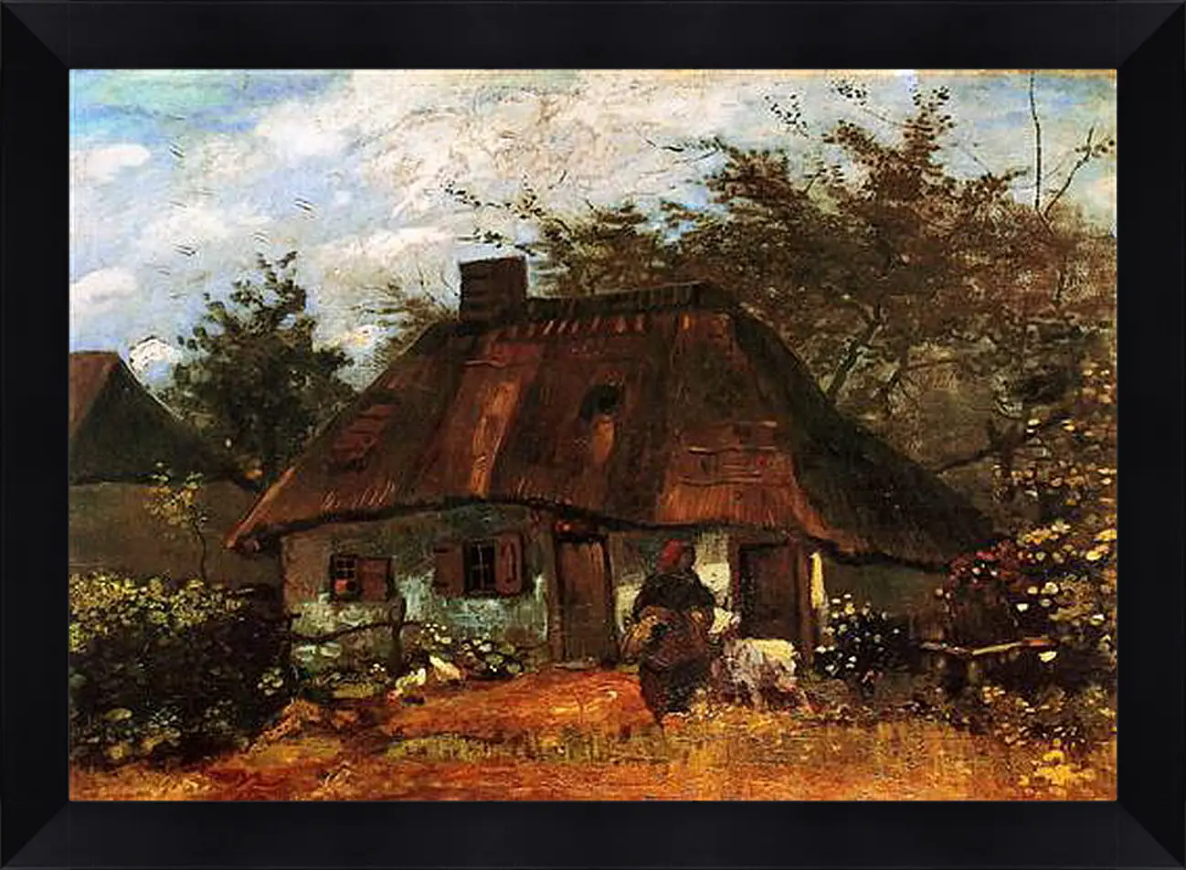 Картина в раме - Cottage and Woman with Goat. Винсент Ван Гог