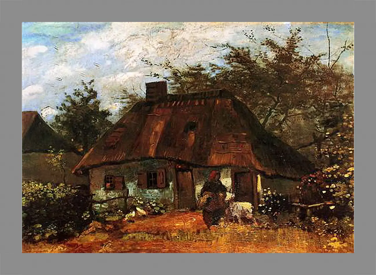 Картина в раме - Cottage and Woman with Goat. Винсент Ван Гог