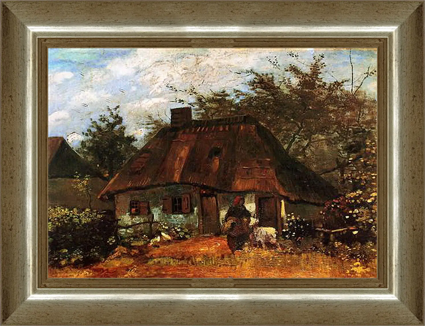 Картина в раме - Cottage and Woman with Goat. Винсент Ван Гог