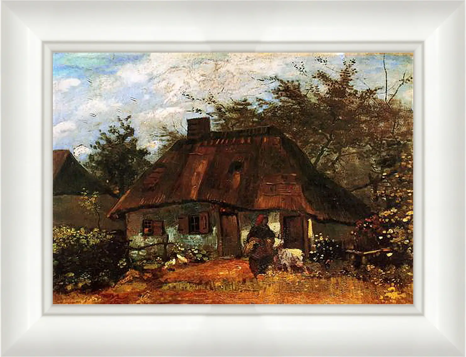 Картина в раме - Cottage and Woman with Goat. Винсент Ван Гог