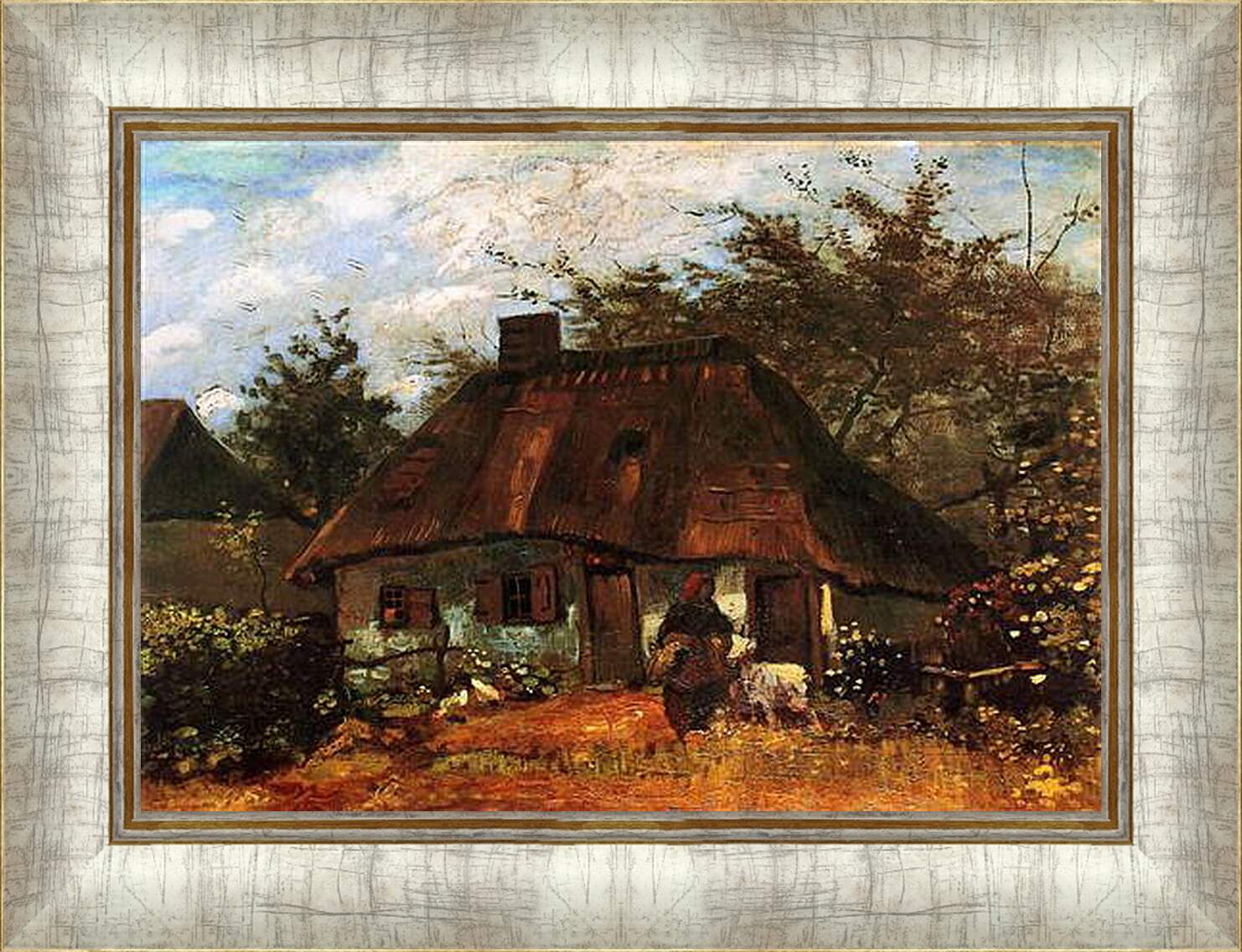 Картина в раме - Cottage and Woman with Goat. Винсент Ван Гог