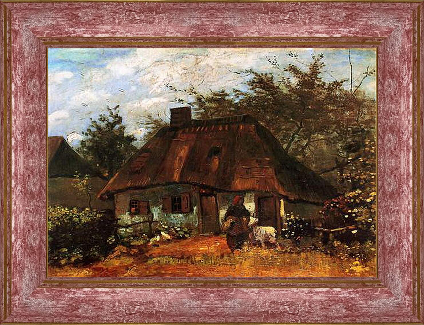 Картина в раме - Cottage and Woman with Goat. Винсент Ван Гог